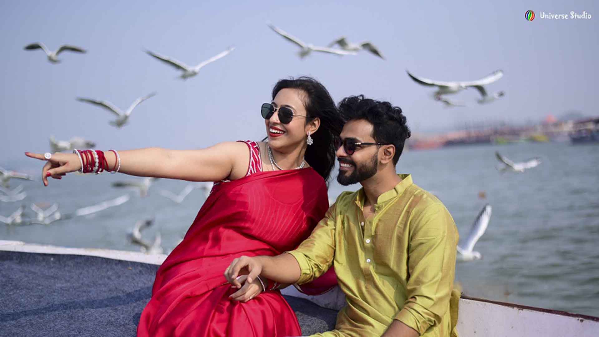 Couple posing for pre-wedding photoshoot in Maunath Bhanjan
